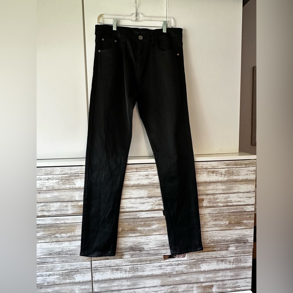 🖤 Demolition Waxed Look Black Skinny Jeans Men’s 34x32 Stretch
